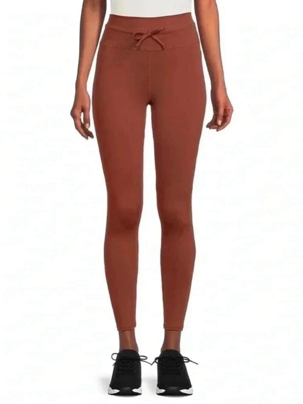 High-Waist Rust Leggings with Waist Tie
